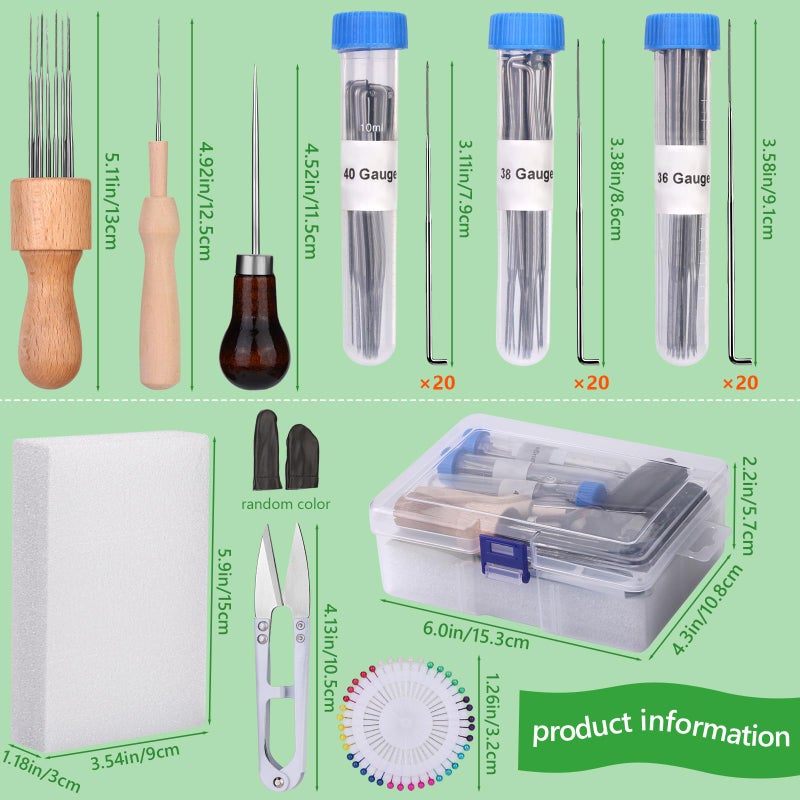 IMZAY Needle Felting Tools, Wool Felting Supplies, Needle Felting Kit with 60 Pcs Needles, Foam Mat, Wooden Handle, Scissors, Perfect for DIY Felting Wool Projects - Image 5